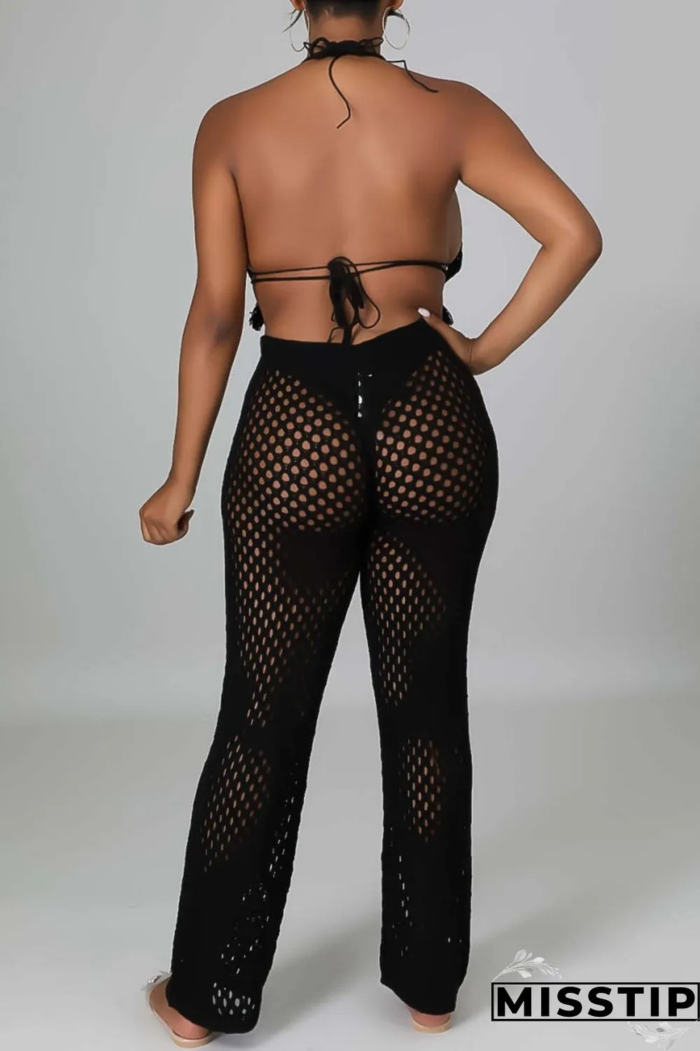 Orange Sexy Solid Bandage Hollowed Out Backless Halter Sleeveless Two Pieces