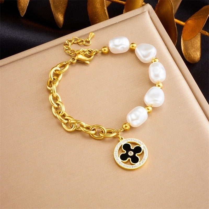 Retro Classic Style Star Flower 304 Stainless Steel 18K Gold Plated Zircon . Bracelets In Bulk