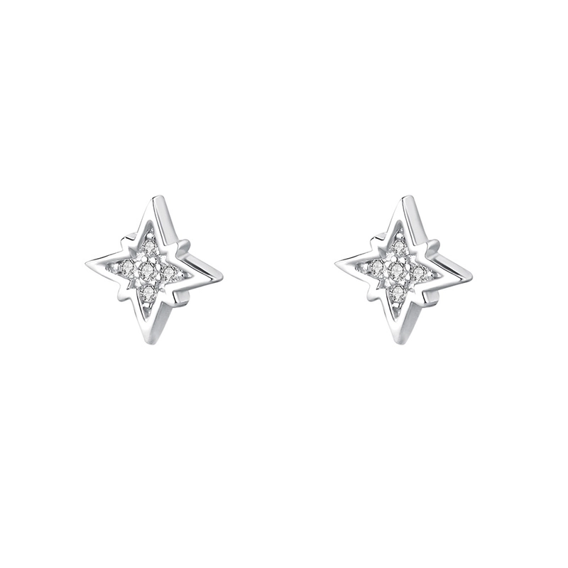 1 Pair 925 Sterling Silver Star Ear Studs