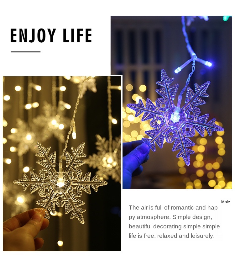 Tegooe 32M LED Snowflake Curtain Lights - Waterproof Fairy String for Holiday Decor