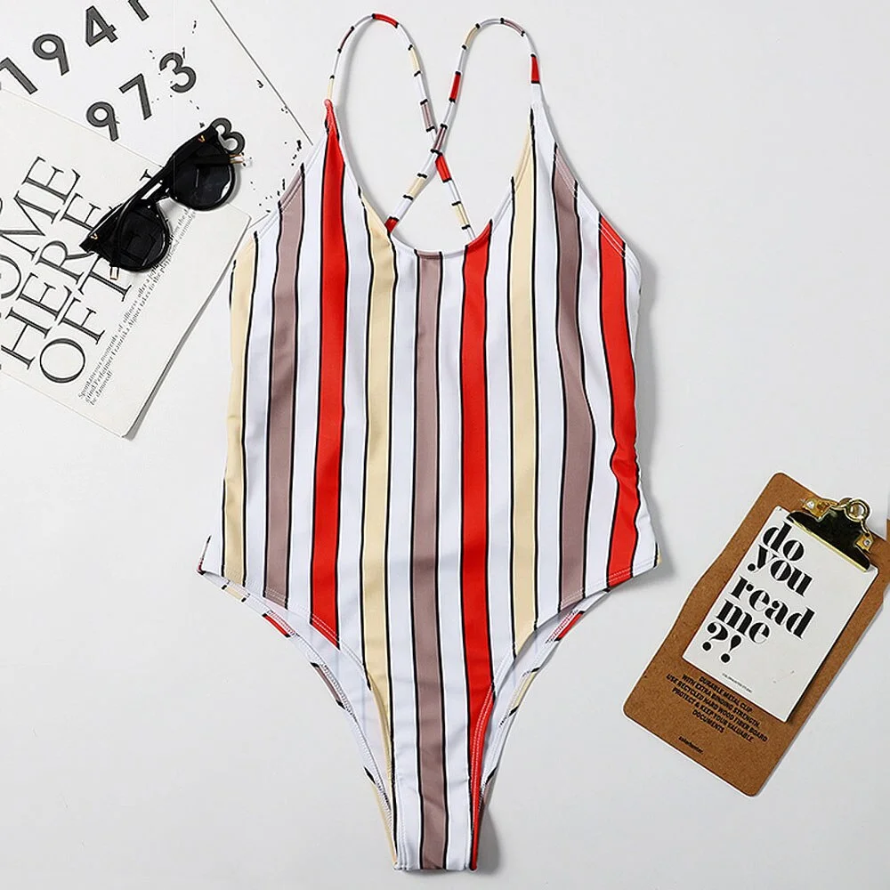 2021 women Swimwear Sexy high cut one piece swimsuit Backless swim suit Black White Red  thong Bathing suit female Monokini 2741