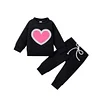 Baby Kid Girl Valentine  Pure Color Long Sleeve Love Suit 2 Pcs Set