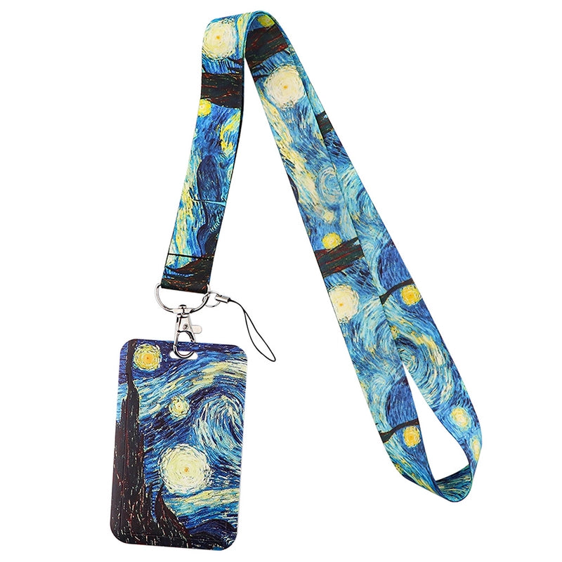 Art Style Van Gogh Lanyard Card Cover Student School Card Bus Pass Shuttle Card Access Control Card Double-sided Printed Mobile Phone Strap