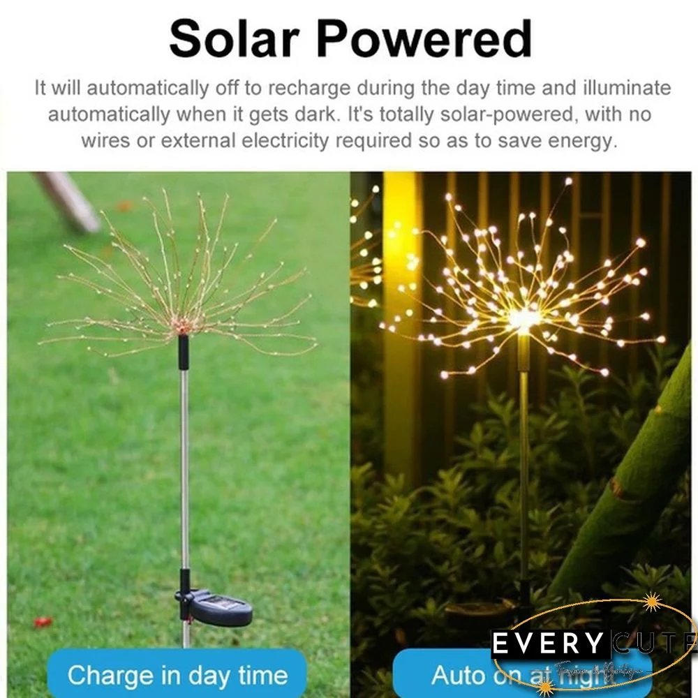 Newest Upgrade Solar Garden Decorative Lights Outdoor Solar Powered 40Copper Wires String Landscape Light Diy Flowers Fireworks Trees for Walkway Patio Lawn Backyard,christmas Party Decor