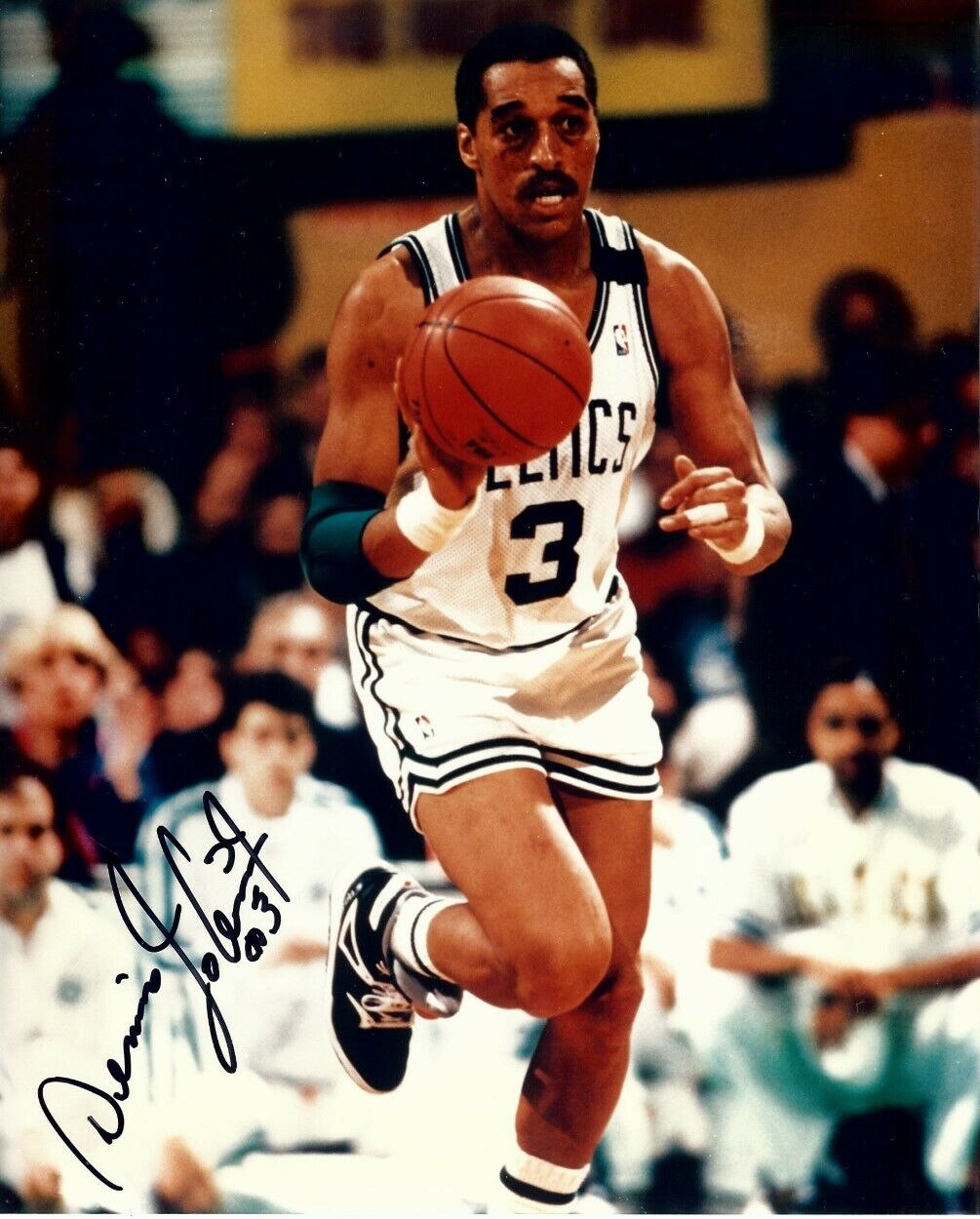 Dennis Johnson Signed Autographed 8X10 Photo Poster painting Celtics Dribbling Up Court w/COA