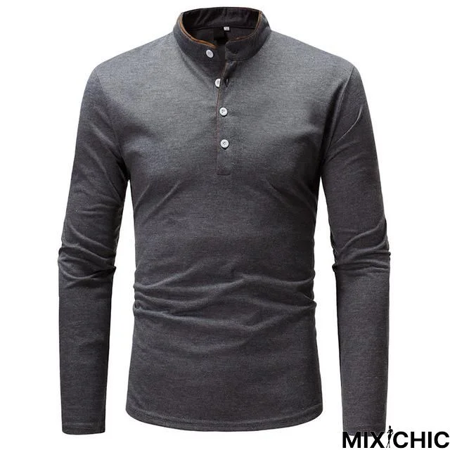 Casual Autumn Winter Polo Shirt Men Solid Long Sleeve Polo Shirt Men Slim Fit Polo Homme