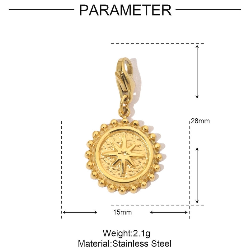 3 PCS/Package Titanium Steel Rhinestones Sun Moon Pendant Jewelry Accessories