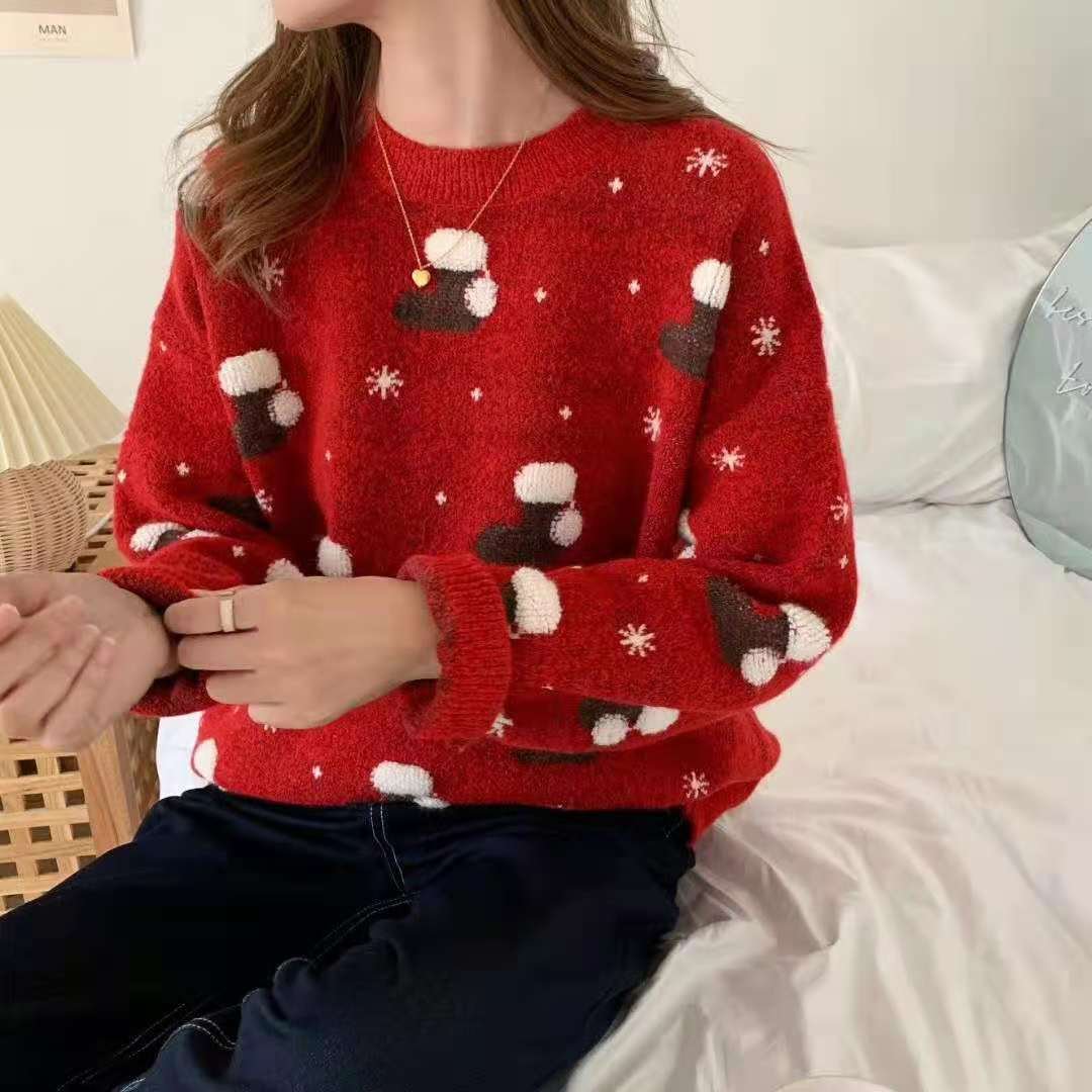 Christmas style loose knitted sweater