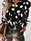 Polka Dot Falbala Long Sleeves Blouses&Shirts Tops