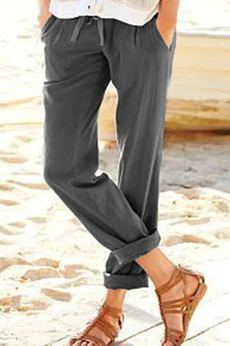 Fashion Casual Solid Loose Straight Bottoms(4 Colors)