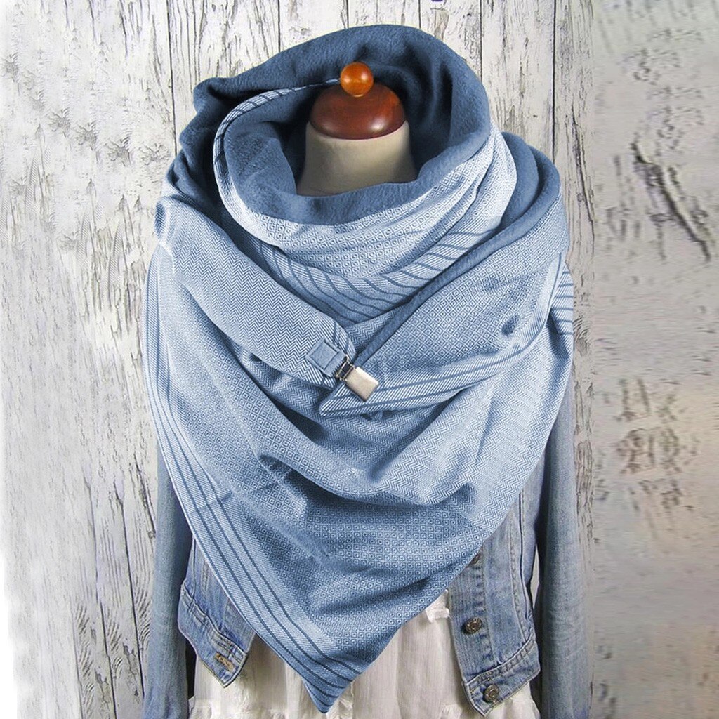 Scarf Women Fashion Women Soild Star Printing Button Soft Wrap Casual Warm Scarves Shawls