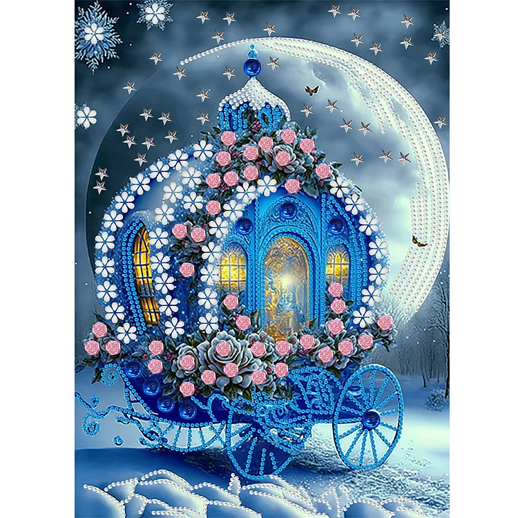 Dream Blue Carriage House 30*40CM(Canvas) Special Shaped Drill Diamond Painting gbfke