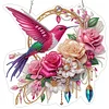Diamond Painting Acrylic Hummingbird Flowers Window Hanging Pendant for Home Decor