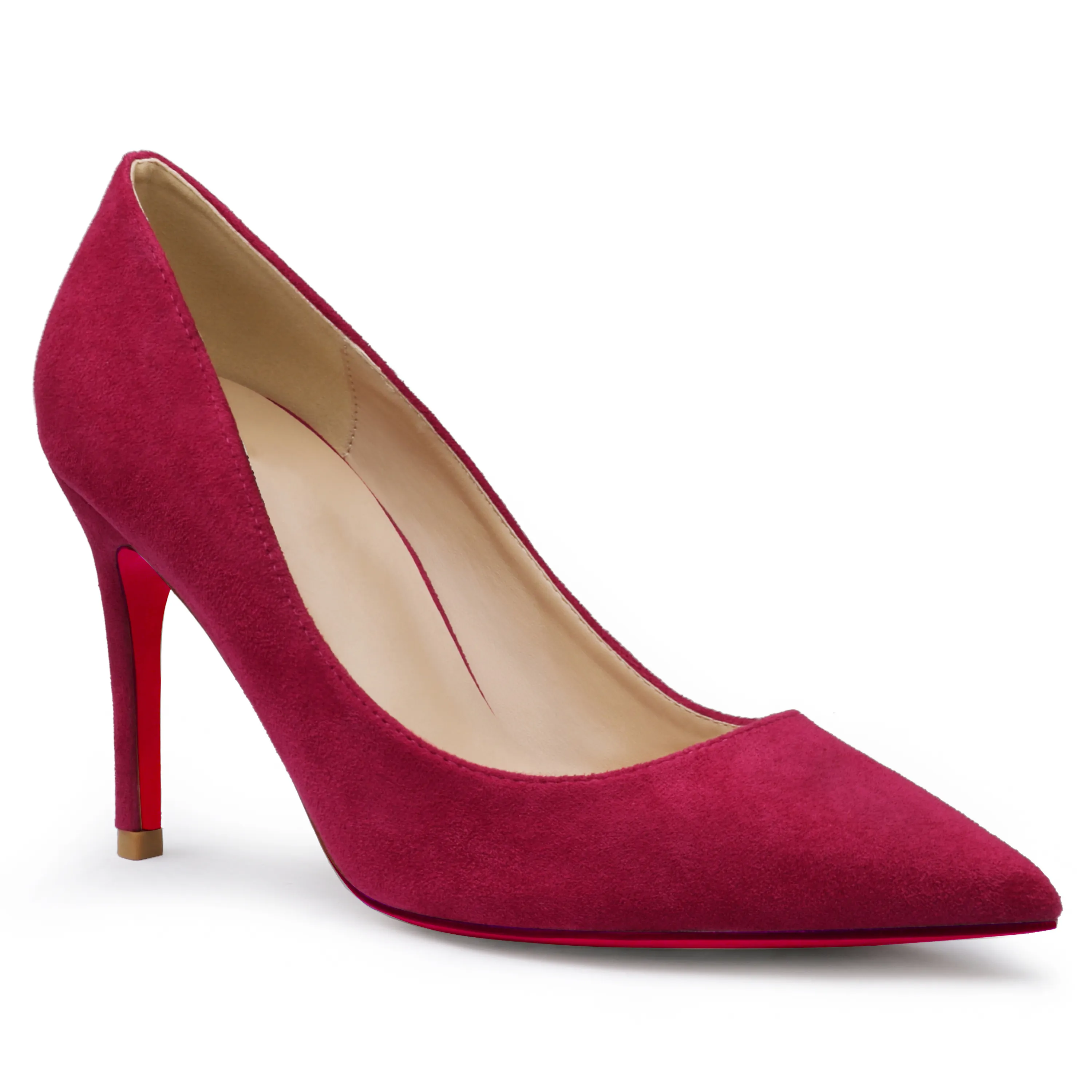 90mm Middle Heels Pointy Toe Red Soles Pumps-vocosishoes