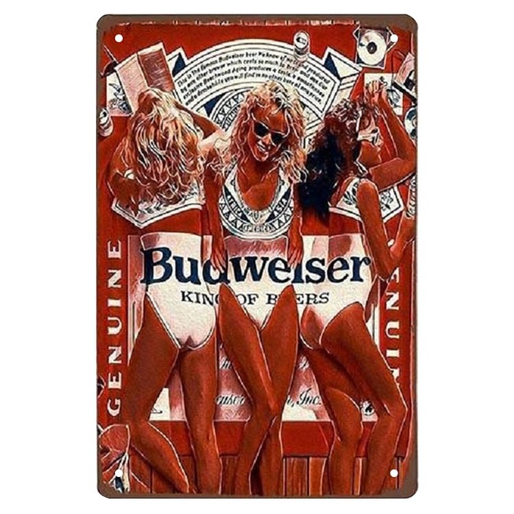 Pin Up Fille bière - Enseigne Vintage Métallique/Enseignes en bois - 20*30cm/30*40cm