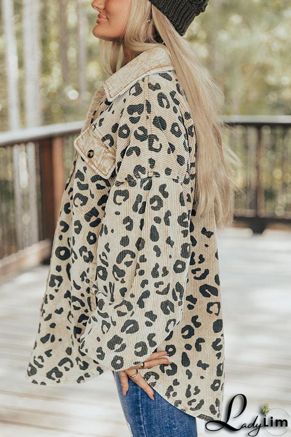 Women Fashion Casual Leopard Print Jacket