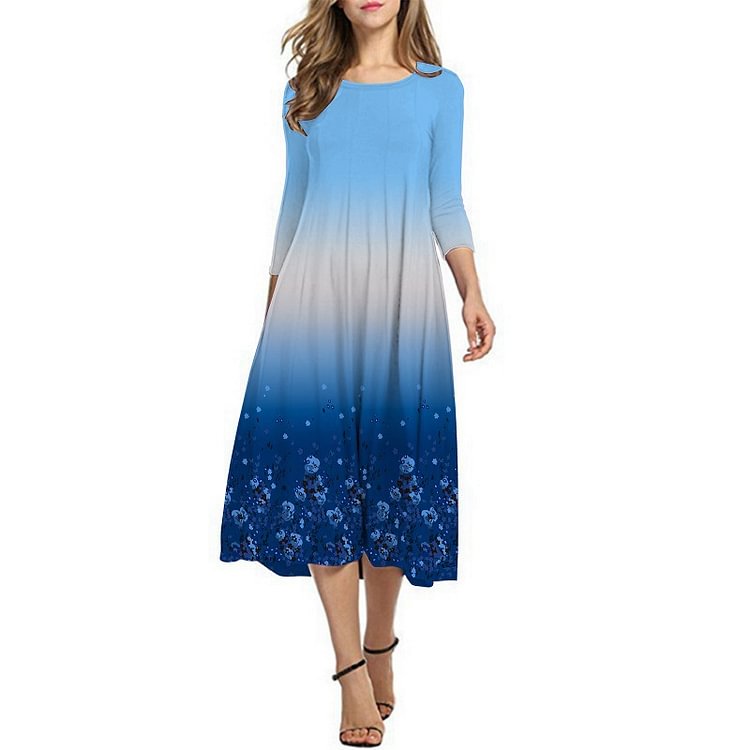 Women's gradient long-sleeved dress