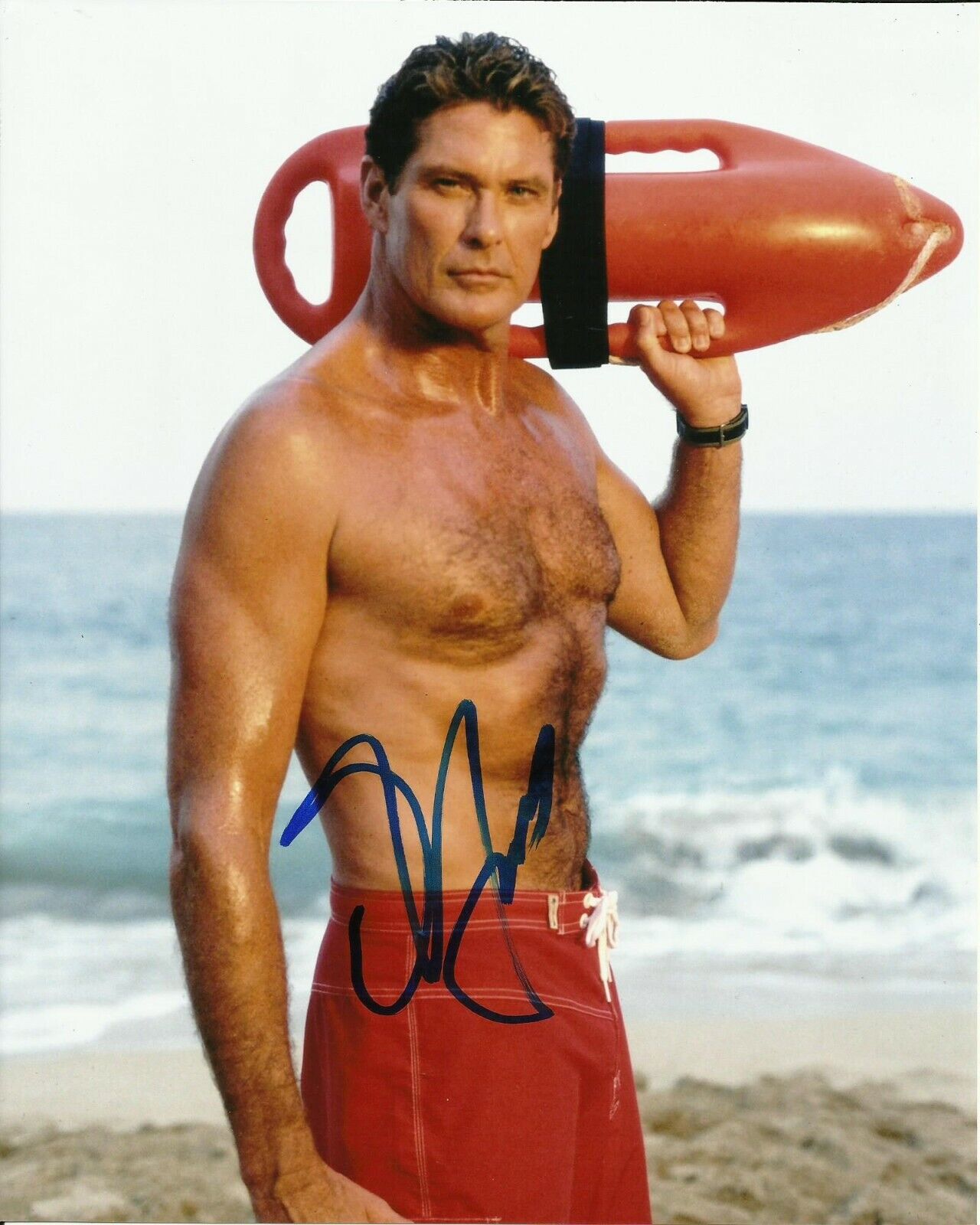 DAVID HASSELHOFF SIGNED BAYWATCH Photo Poster painting UACC REG 242 AUTOGRAPHS