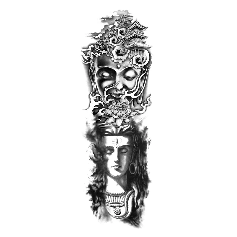 Sdrawing Tattoos Arm Sleeve Man Skeleton Hand Tiger Fish Fox Animal Stickers Supernatural Fake Tattoo Evil For Men Waterproof 1028-0