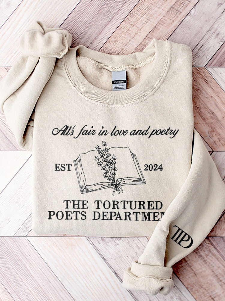 All’s Fair In Love And Poetry Print Casual Sweatshirt