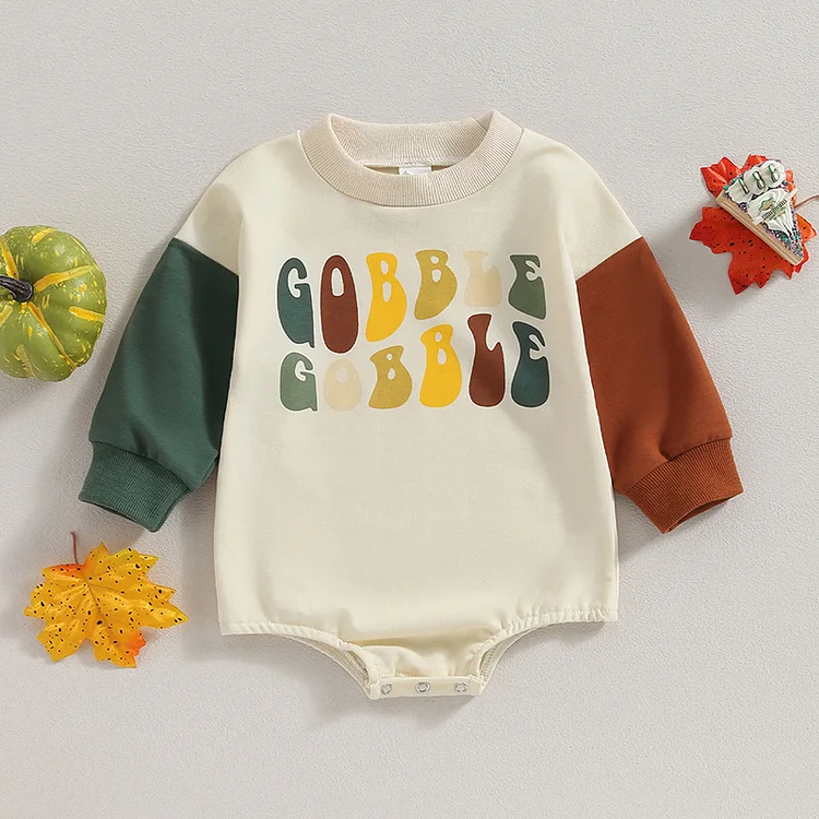 Baby Boy/Girl Halloween Letter Print Block Color Long Sleeve  Bodysuit