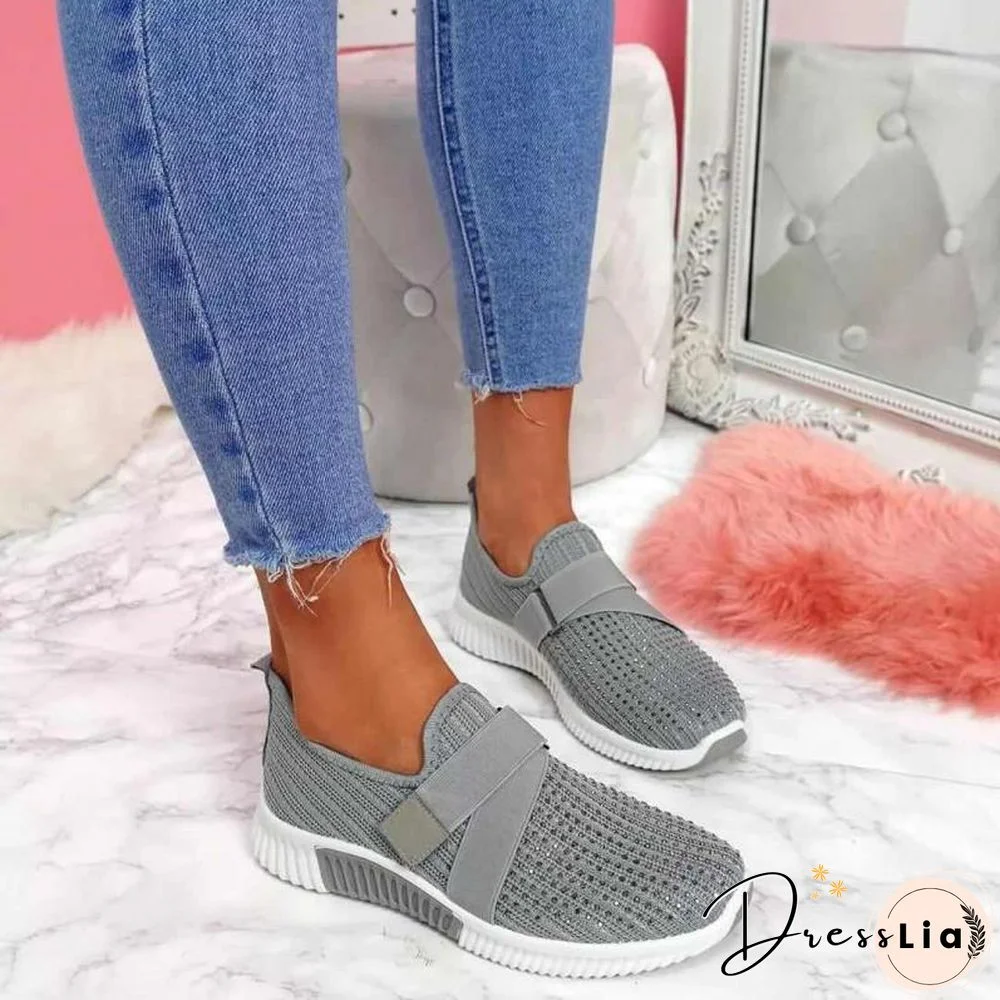 Back To School Outfit  Sneakers Women Shoes Spring Female Shoes Crystal Solid Mesh Sneakers Flats Fashion Ladies Sport Shoes Light Vulcanized Shoes