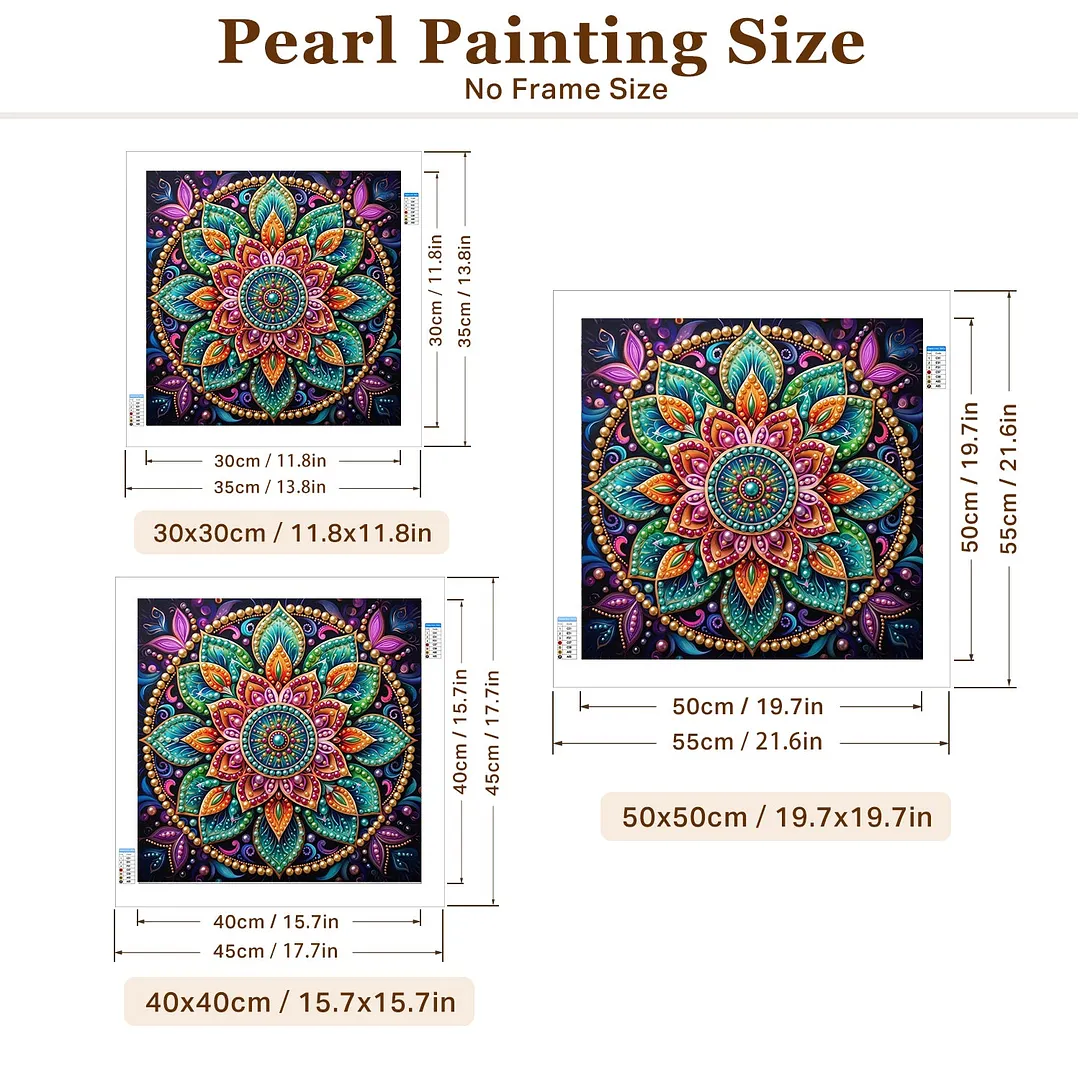 Colorful Floral Mandala on Dark Ground - Pearls Painting