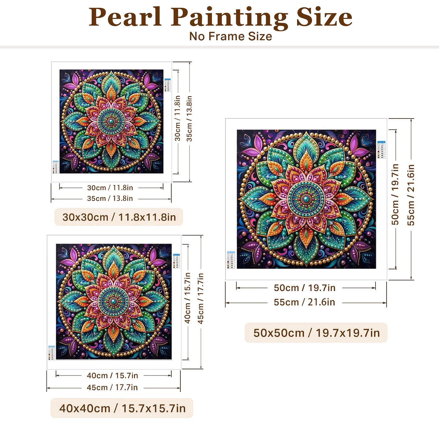 Colorful Floral Mandala on Dark Ground - Pearls Painting