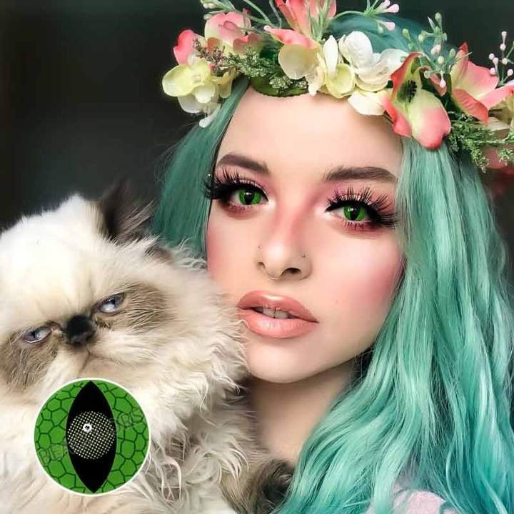 Snake Eye Green Halloween Style Contact Lenses 14.5mm