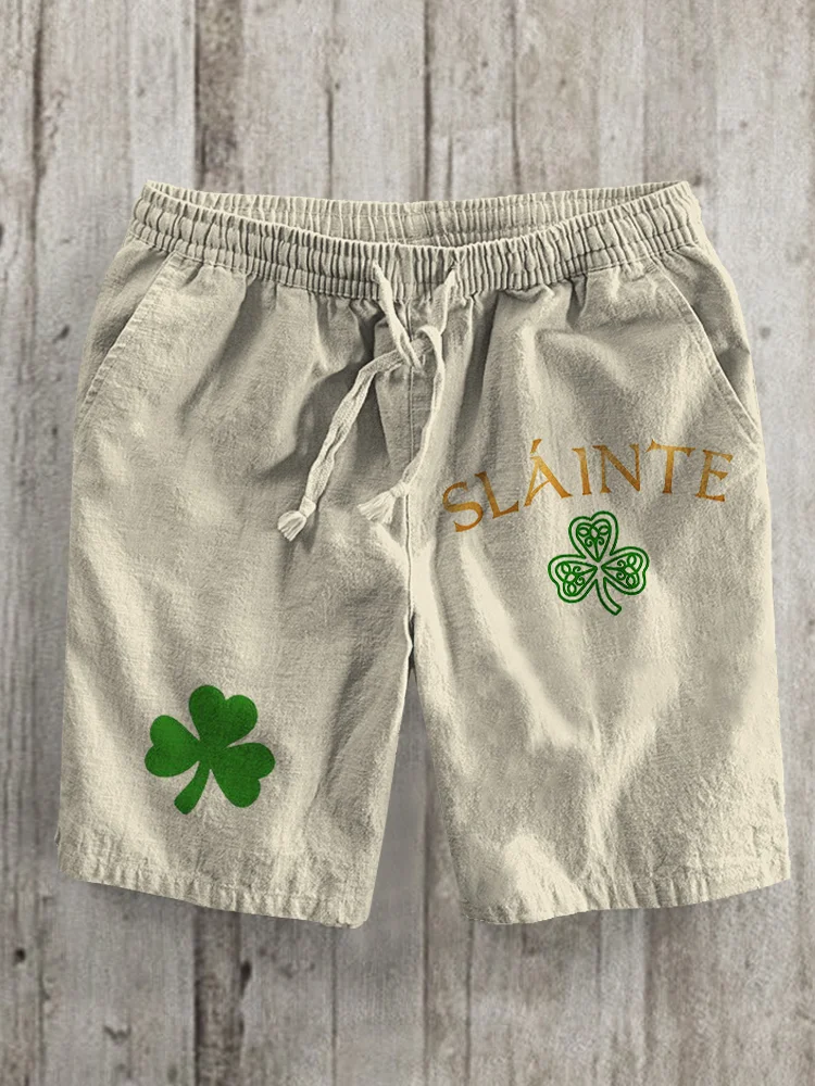 Men's Slainte Shamrock Cotton and Linen Shorts