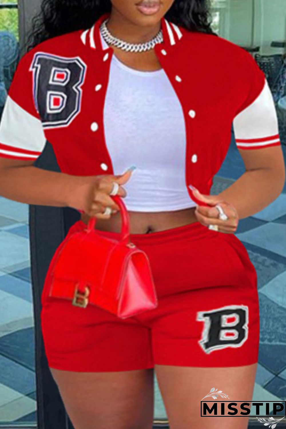 Black Fashion Casual Letter Patchwork Plus Size Two Pieces