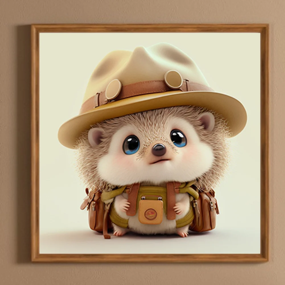 Full Round Diamond Painting 30*30cm - Little Detective Hedgehog