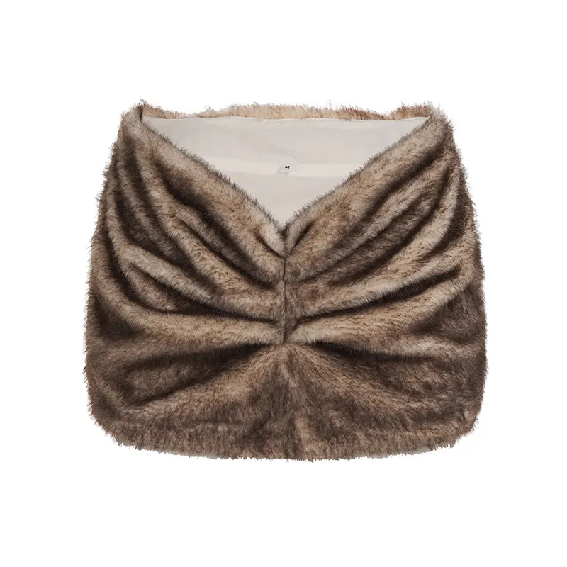 Brownm Brownm Babes Hairy Wrinkled Half Skirt New Personality Trend Slim Thin Ass Skirt