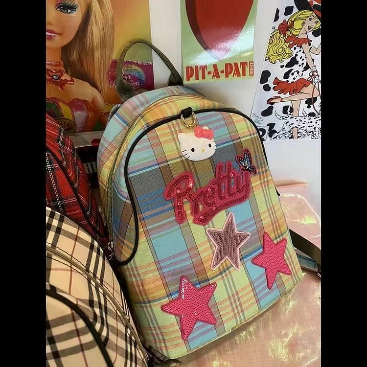 Pretty Retro Star Kitty Cat Y2K Backpack weebmemes
