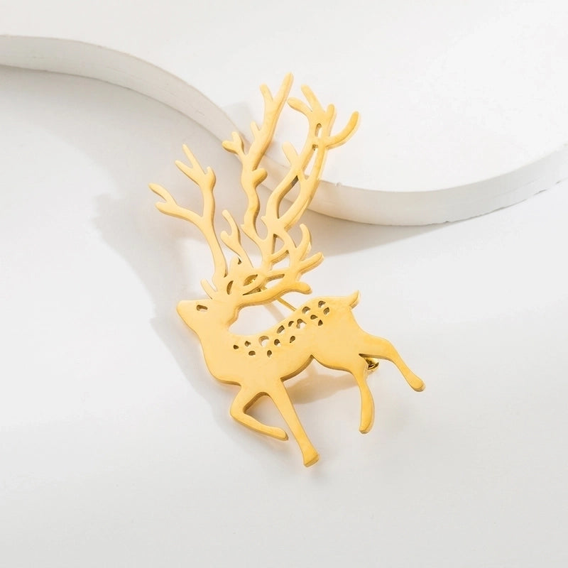 Vintage Style Animal Feather Flower 304 Stainless Steel Polishing Plating Unisex Brooches 1 Piece