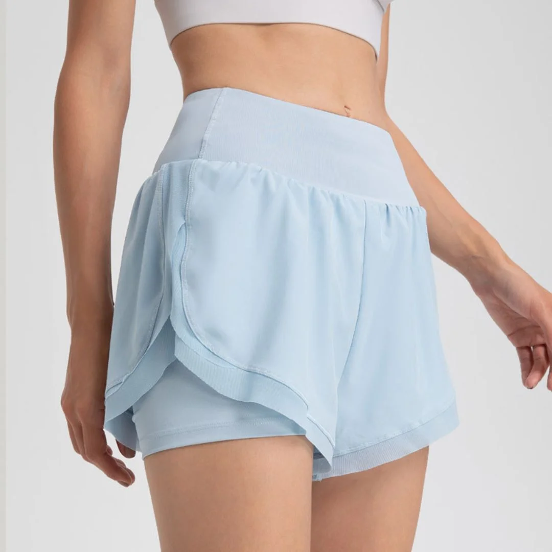 Quick-drying double layer sports shorts