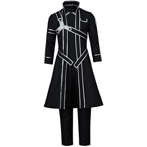 Men's Sword Art Online Kirito Cosplay Costume Black Coat Jacket Halloween Swordsman Uniform