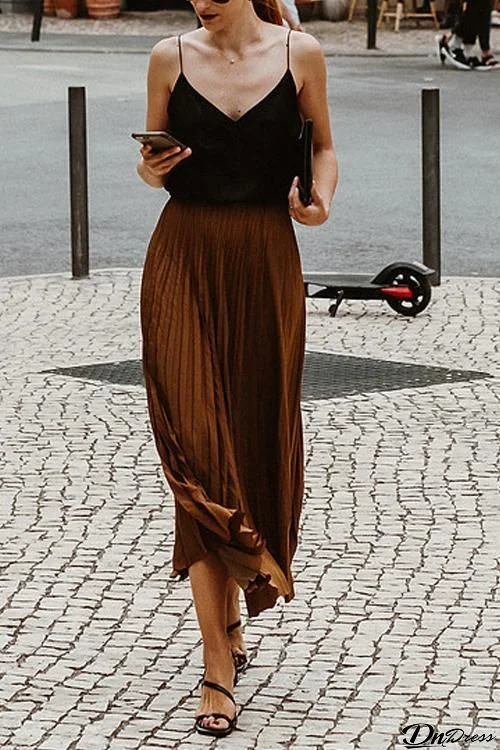 High Waist Pleated Skirt