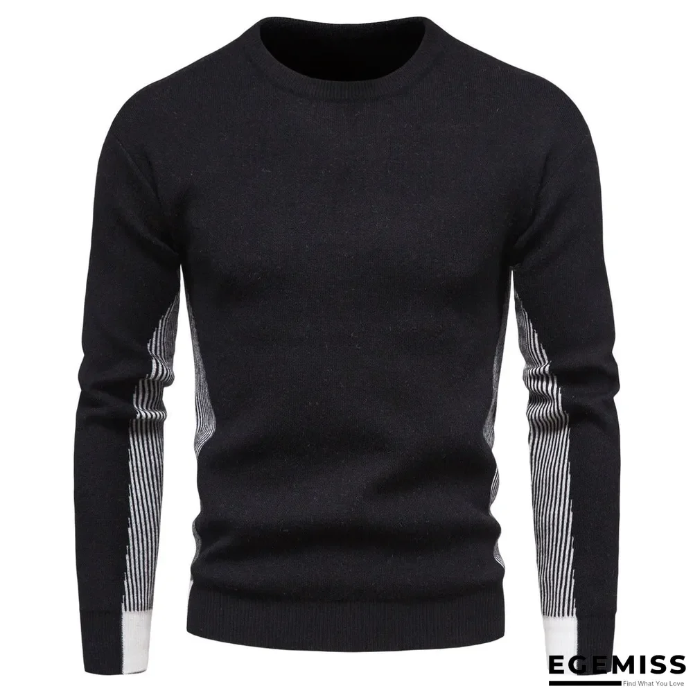 Round Neck Contrast Color Men's Sweater | EGEMISS