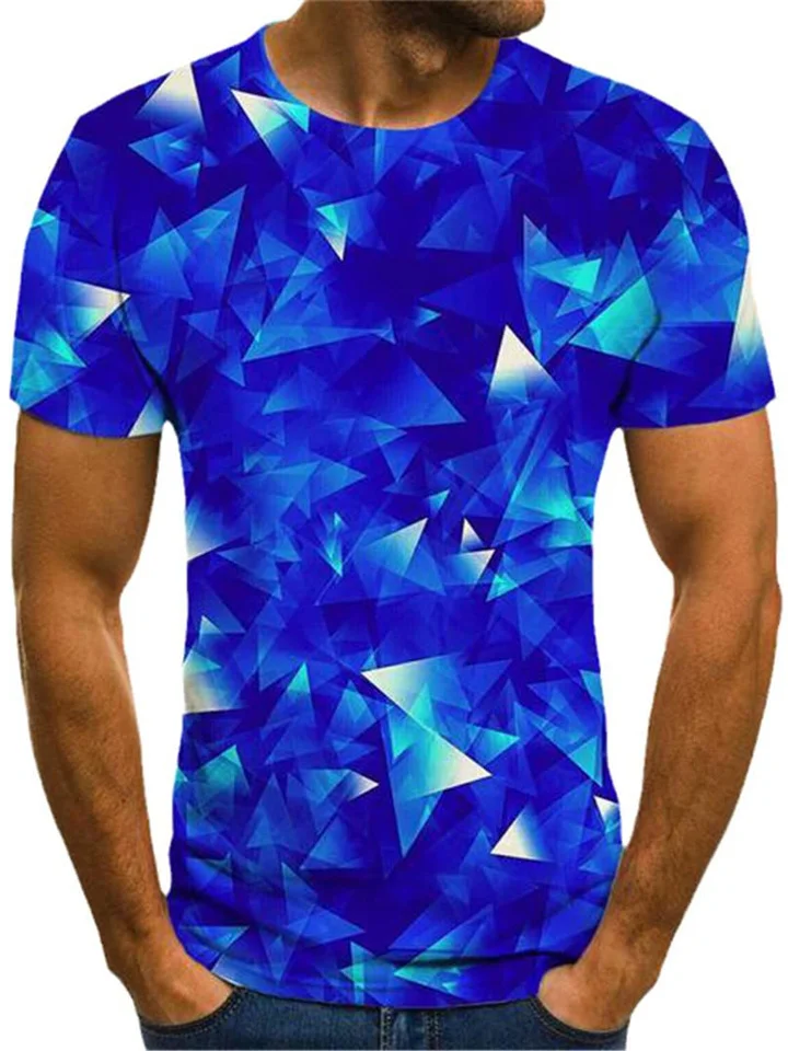 Summer Casual Round Neck Short Sleeve Colorful 3D Printed Imitation Cotton Men's T-shirt | 168DEAL