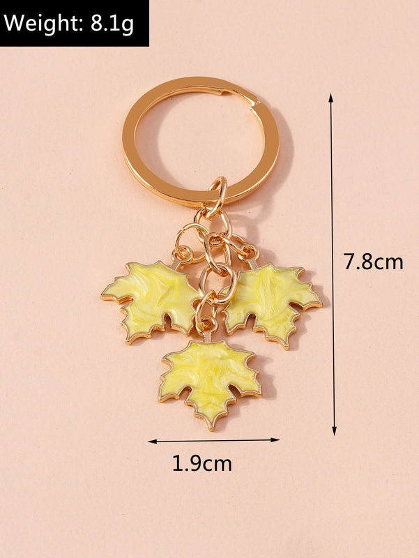 IG Style Ginkgo Leaf Alloy Enamel Bag Pendant Keychain
