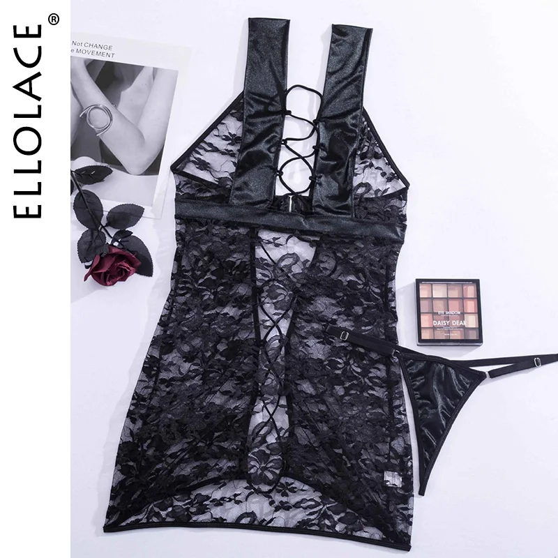 Billionm Sensual Lingerie Woman Dress Hot Sexy Erotic Porn Babydoll Bandage Nightwear Lace Mini Dresses V Neck Sleepwear