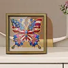 Independence Day Butterfly DIY Special Shaped Drill Wooden Diamond Painting Tabletop Ornaments Kit with Photo Frame Desktop Diamond Art Kits Double-Sided Pattern for Adults/Beginners Home Decor