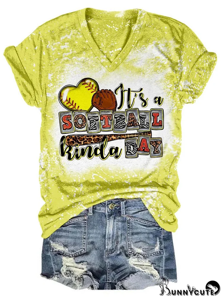 It's Softball Kinda Day Tie Dye V Neck T-Shirt