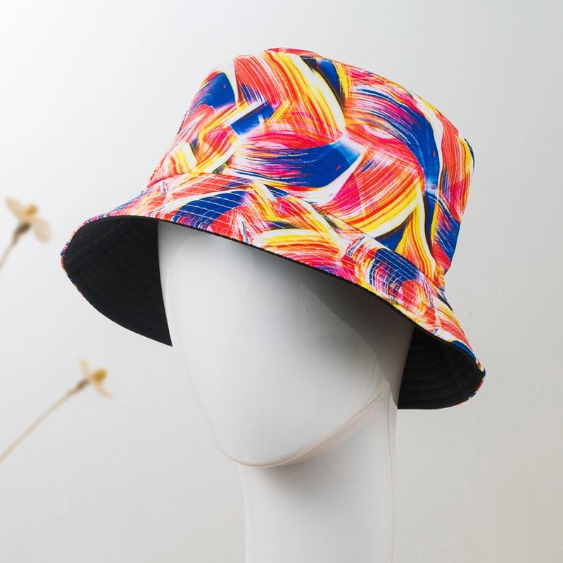 Unisex Hip-hop Colorful Printing Flat Eaves Bucket Hat