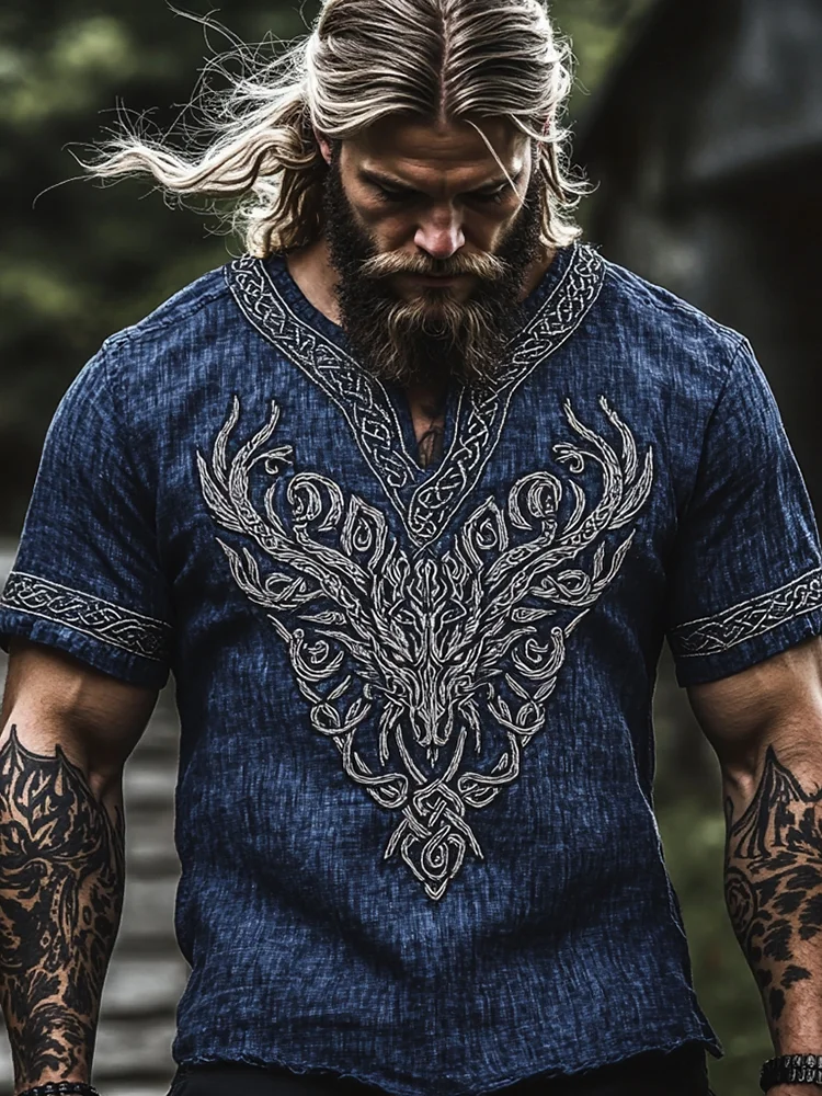 Men's Viking Tribal Celtic Knot Tree Of Life Gods Vintage Print T-shirt / Rvogue / Rvogue