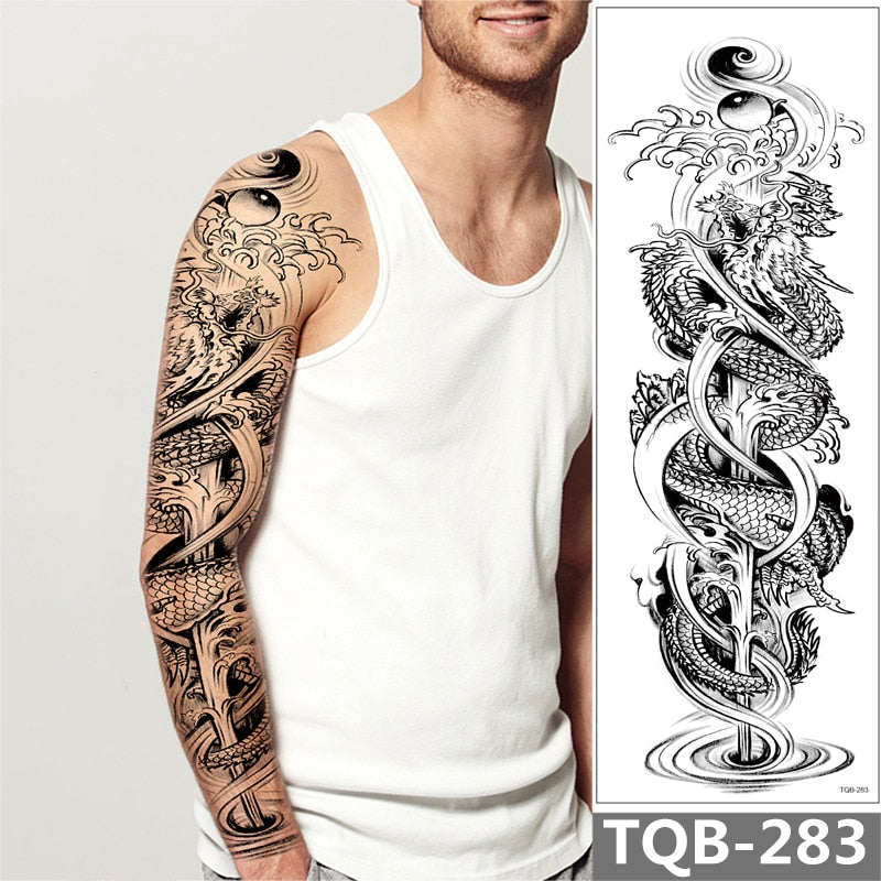 Large Arm Sleeve Tattoo Angel Waterproof Temporary Tatto Sticker Skull ...