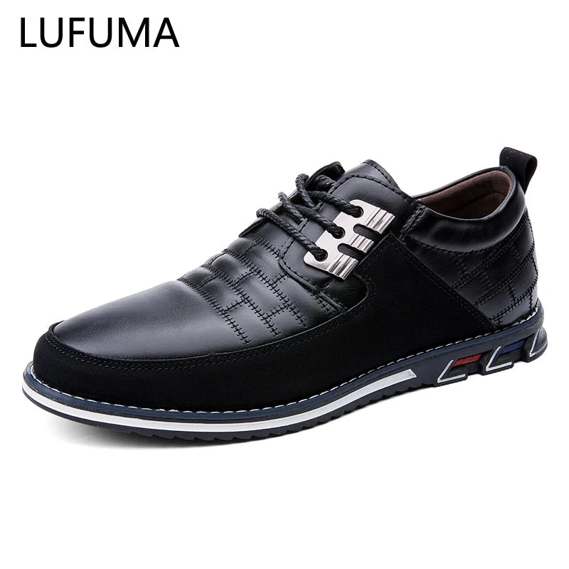Lufuma 2019 New Summer Autumn Leather Men Shoes Fashion Casual Shoes Lace-Up Loafers Business Wedding Dress Shoes Big Size 38-48
