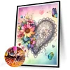 Fleurs de coeur-perce-ronde peinture diamant-30*40cm