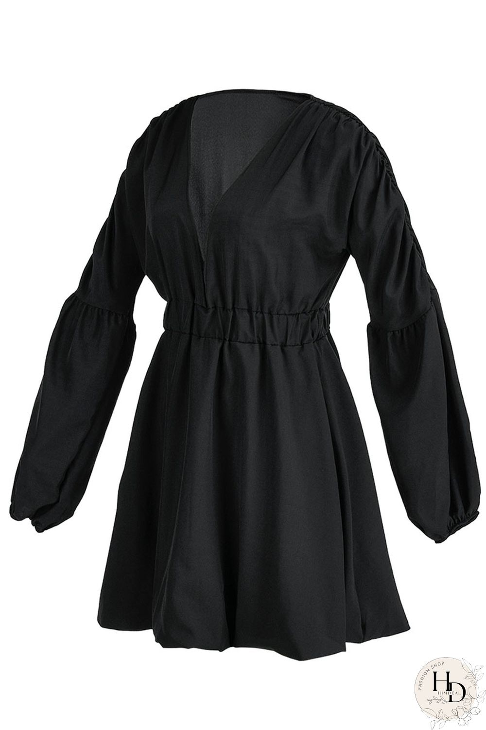 Red Fashion Sweet Solid Patchwork V Neck Lantern Skirt Dresses